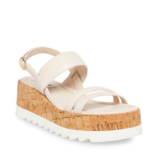 Sandały Damskie Steve Madden Athena Skórzane Białe | SM-948YU