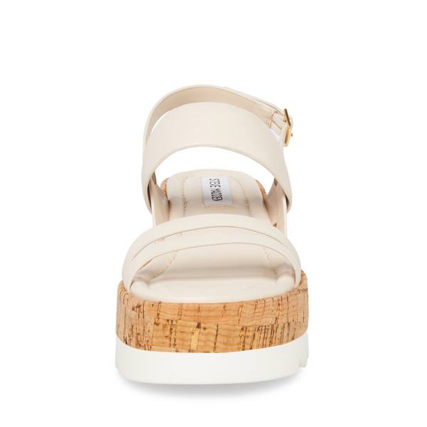 Sandały Damskie Steve Madden Athena Skórzane Białe | SM-948YU