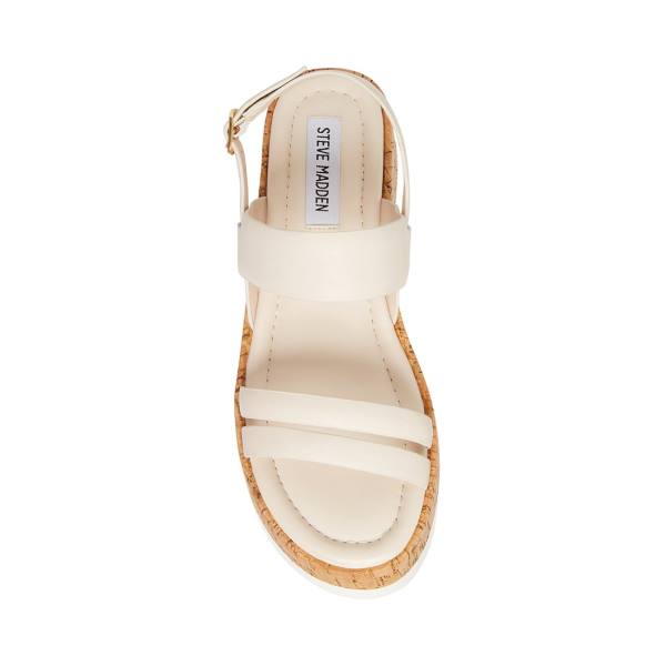 Sandały Damskie Steve Madden Athena Skórzane Białe | SM-948YU