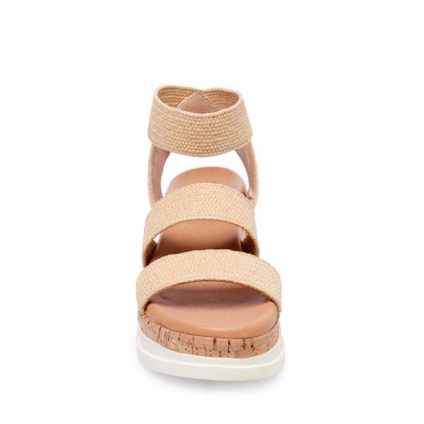 Sandały Damskie Steve Madden Bandi Natural Raffia Beżowe | SM-952WM