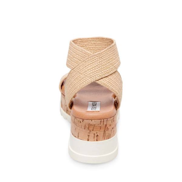 Sandały Damskie Steve Madden Bandi Natural Raffia Beżowe | SM-952WM