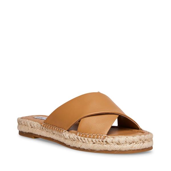 Sandały Damskie Steve Madden Brienna Tan Skórzane Brązowe | SM-538HI