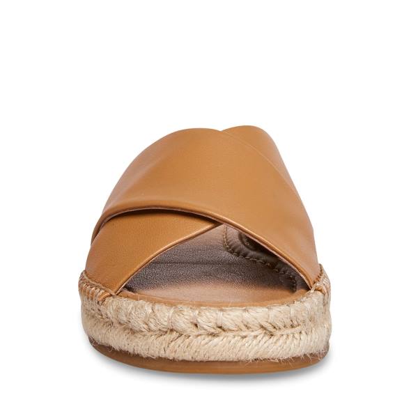 Sandały Damskie Steve Madden Brienna Tan Skórzane Brązowe | SM-538HI