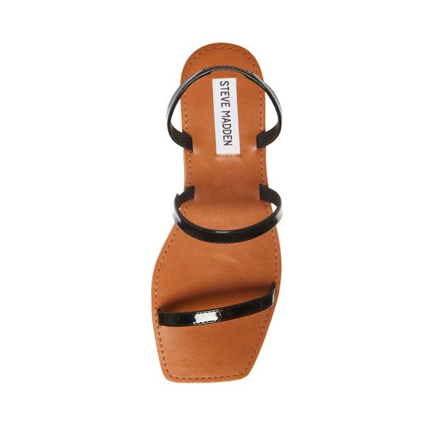 Sandały Damskie Steve Madden Direct Lakierowana Czarne | SM-390SZ