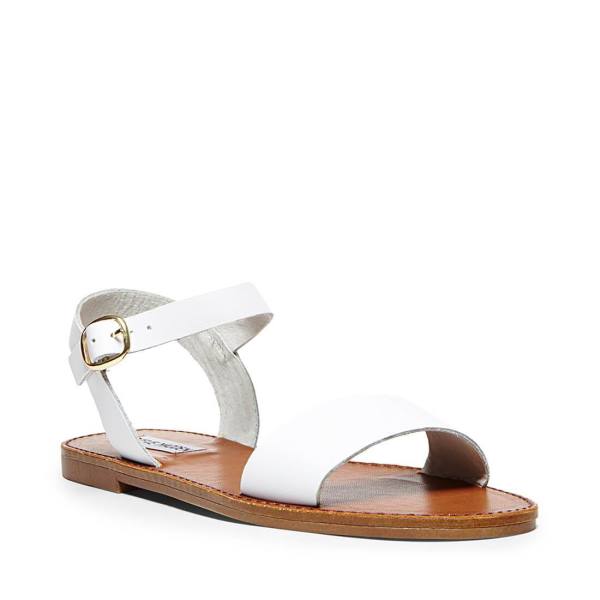 Sandały Damskie Steve Madden Donddi Skórzane Białe | SM-721BS
