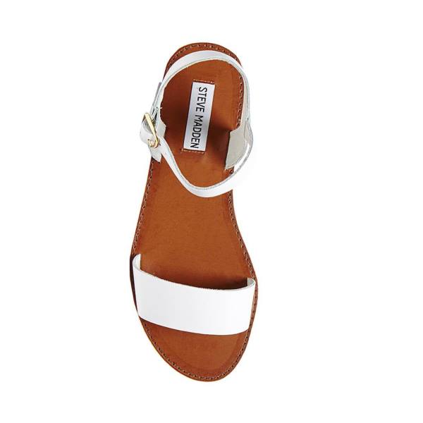 Sandały Damskie Steve Madden Donddi Skórzane Białe | SM-721BS