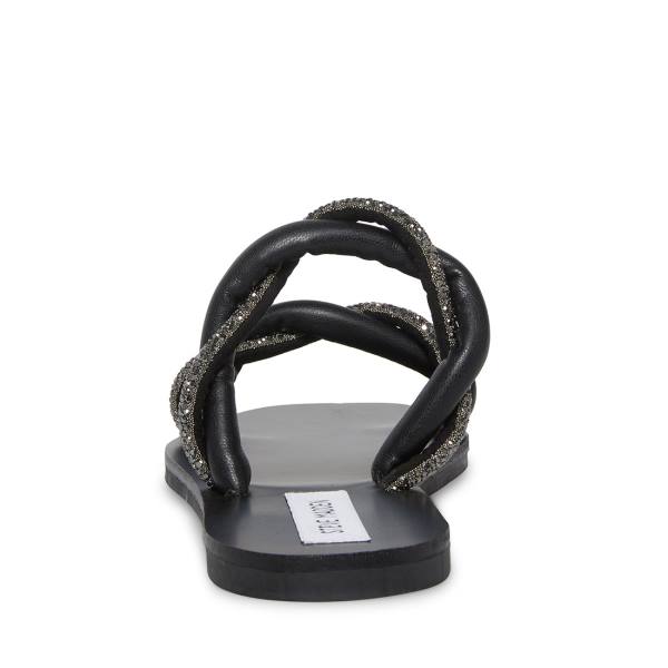 Sandały Damskie Steve Madden Flipped Czarne Kolorowe | SM-820LU