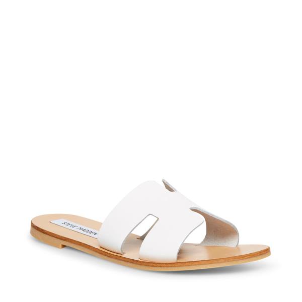 Sandały Damskie Steve Madden Greece Skórzane Białe | SM-071DQ