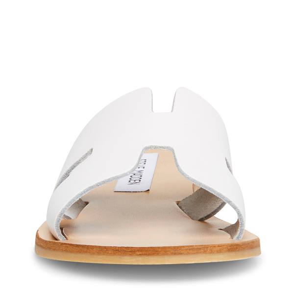 Sandały Damskie Steve Madden Greece Skórzane Białe | SM-071DQ