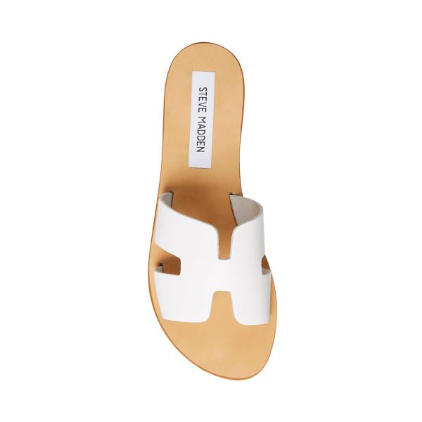 Sandały Damskie Steve Madden Greece Skórzane Białe | SM-071DQ