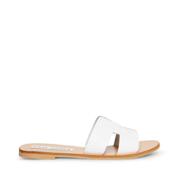 Sandały Damskie Steve Madden Greece Skórzane Białe | SM-071DQ