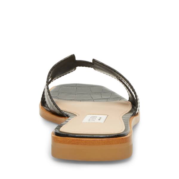 Sandały Damskie Steve Madden Hadyn Crocodile Czarne | SM-462IQ