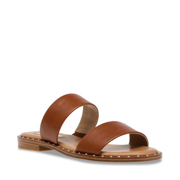 Sandały Damskie Steve Madden Ivara Cognac Skórzane Brązowe | SM-278FU
