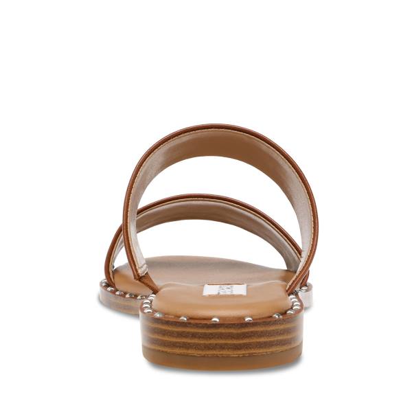 Sandały Damskie Steve Madden Ivara Cognac Skórzane Brązowe | SM-278FU