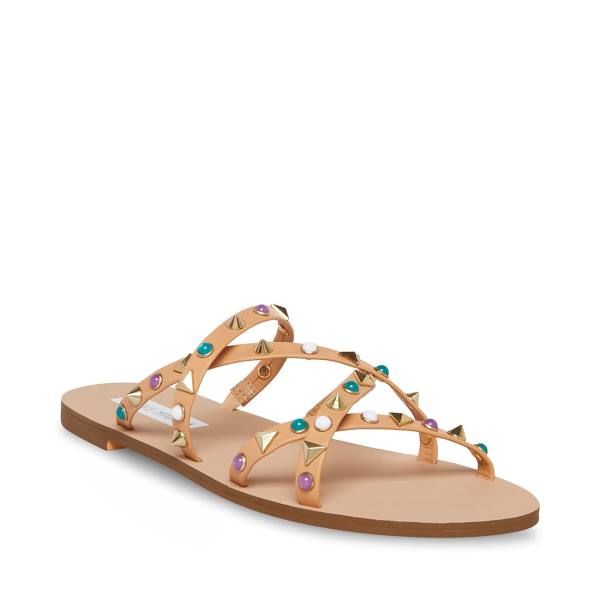 Sandały Damskie Steve Madden Kelsey Natural Beżowe Kolorowe | SM-890YR