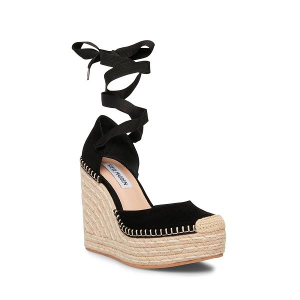 Sandały Damskie Steve Madden Lani Zamszowe Czarne | SM-932JL