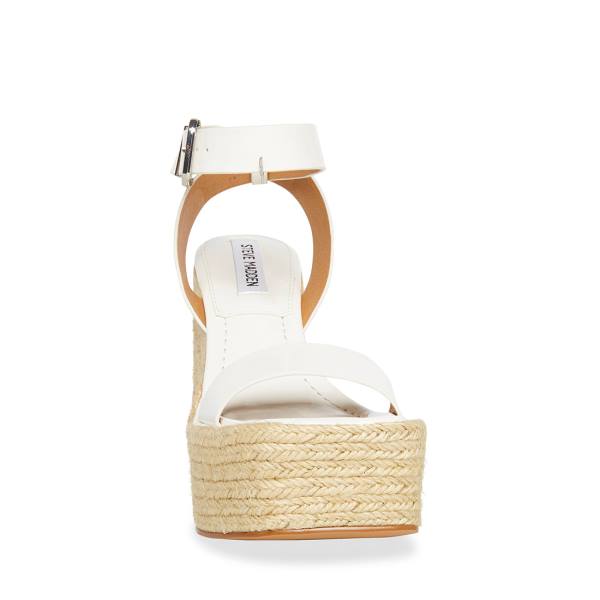 Sandały Damskie Steve Madden Mallandra Lakierowana Białe | SM-796HA