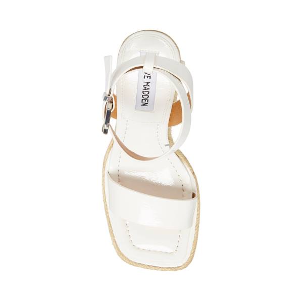 Sandały Damskie Steve Madden Mallandra Lakierowana Białe | SM-796HA