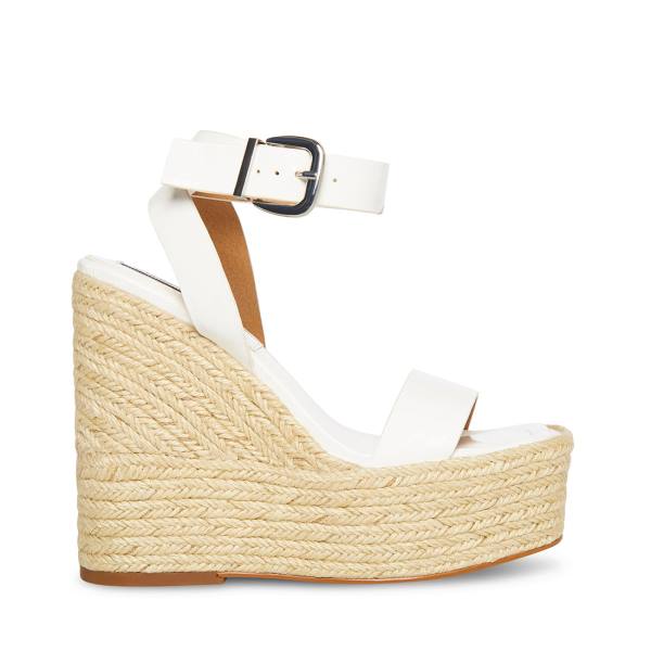 Sandały Damskie Steve Madden Mallandra Lakierowana Białe | SM-796HA