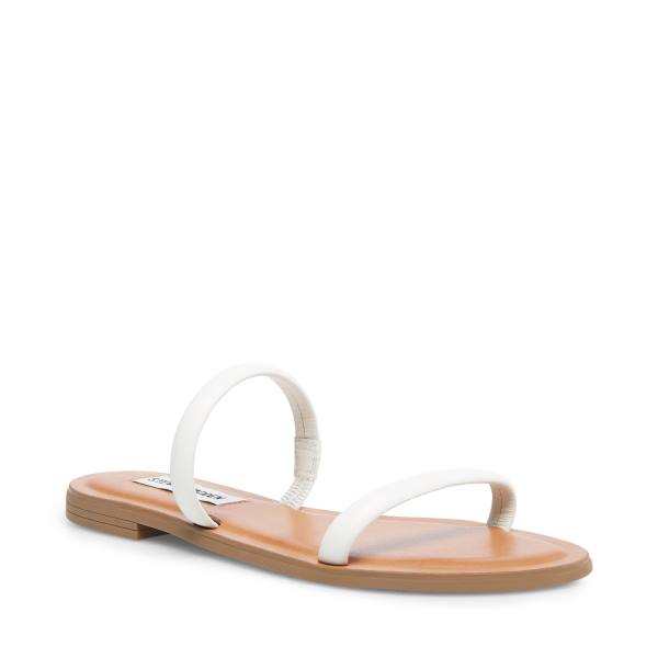 Sandały Damskie Steve Madden Myla Skórzane Białe | SM-923QS