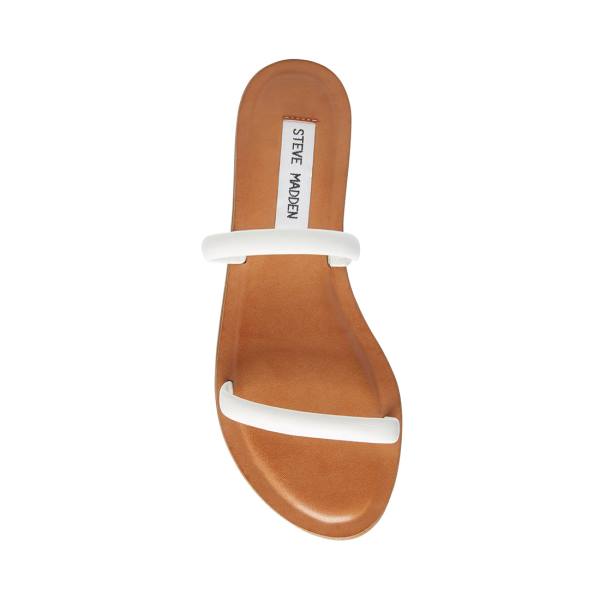 Sandały Damskie Steve Madden Myla Skórzane Białe | SM-923QS