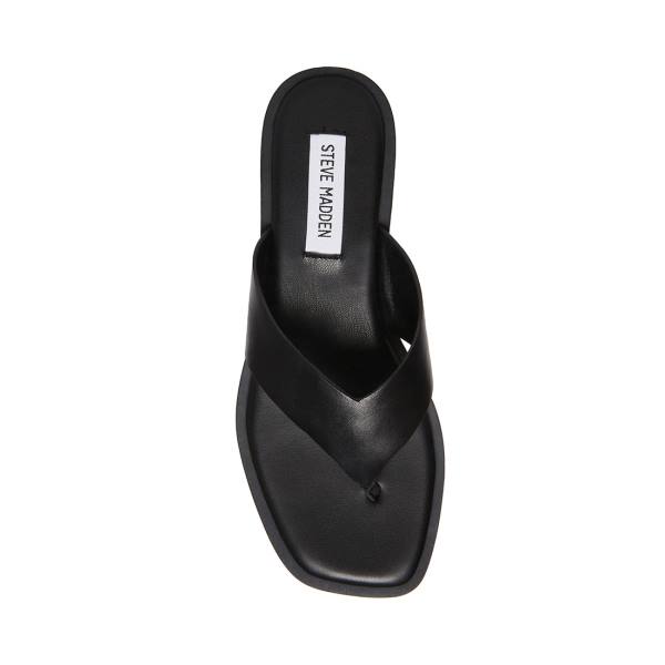 Sandały Damskie Steve Madden Norie Skórzane Czarne | SM-712YS