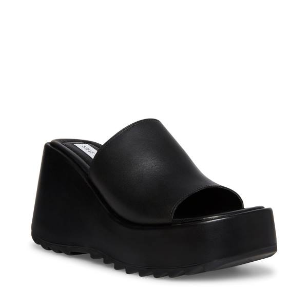 Sandały Damskie Steve Madden Pepe30 Skórzane Czarne | SM-514SY