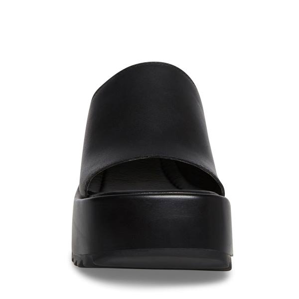 Sandały Damskie Steve Madden Pepe30 Skórzane Czarne | SM-514SY