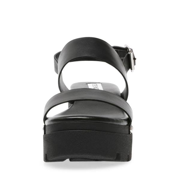 Sandały Damskie Steve Madden Shawn Skórzane Czarne | SM-461NB