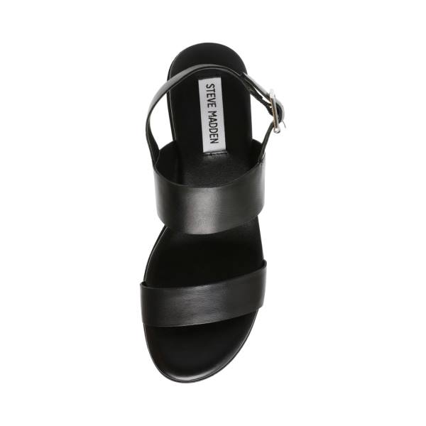 Sandały Damskie Steve Madden Shawn Skórzane Czarne | SM-461NB