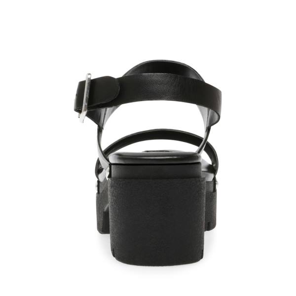 Sandały Damskie Steve Madden Shawn Skórzane Czarne | SM-461NB