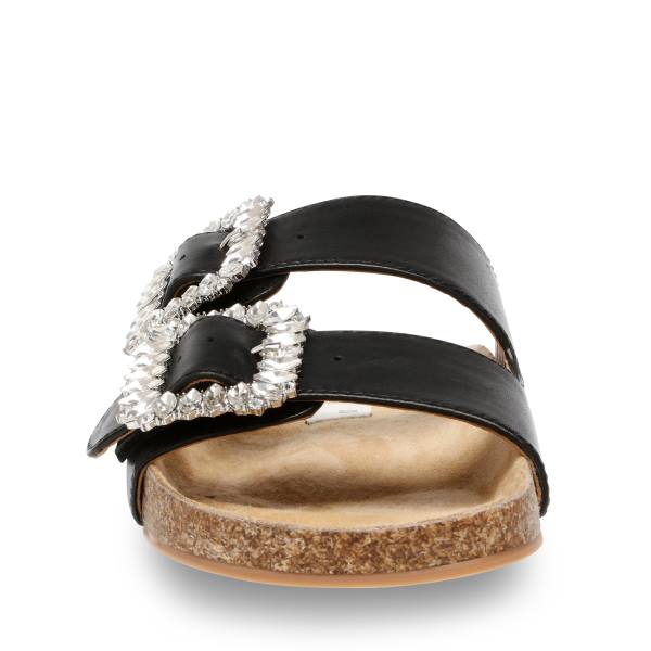 Sandały Damskie Steve Madden Somers Skórzane Czarne | SM-893DJ