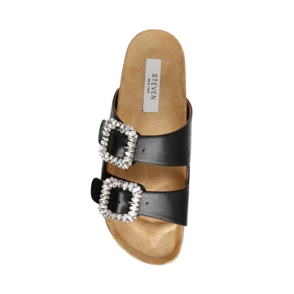 Sandały Damskie Steve Madden Somers Skórzane Czarne | SM-893DJ