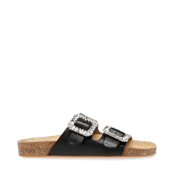 Sandały Damskie Steve Madden Somers Skórzane Czarne | SM-893DJ