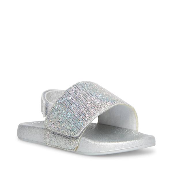 Sandały Dziecięce Steve Madden Abrooks Glitter Srebrne | SM-580XK