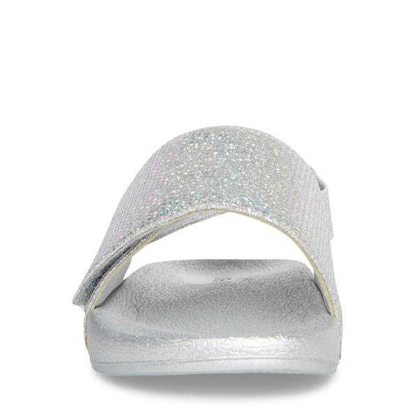 Sandały Dziecięce Steve Madden Abrooks Glitter Srebrne | SM-580XK