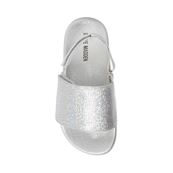 Sandały Dziecięce Steve Madden Abrooks Glitter Srebrne | SM-580XK