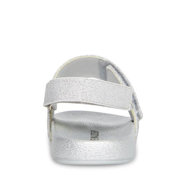 Sandały Dziecięce Steve Madden Abrooks Glitter Srebrne | SM-580XK
