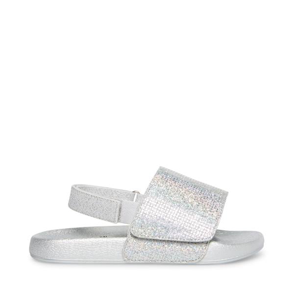 Sandały Dziecięce Steve Madden Abrooks Glitter Srebrne | SM-580XK