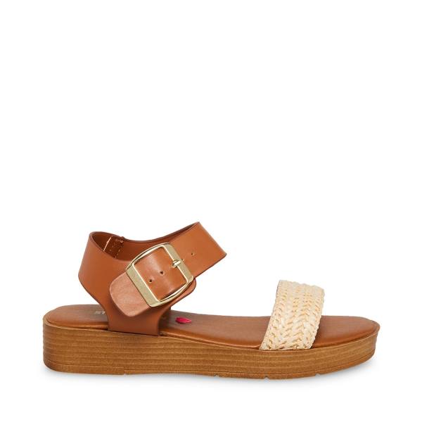 Sandały Dziecięce Steve Madden Jdestind Raffia Brązowe | SM-156DC