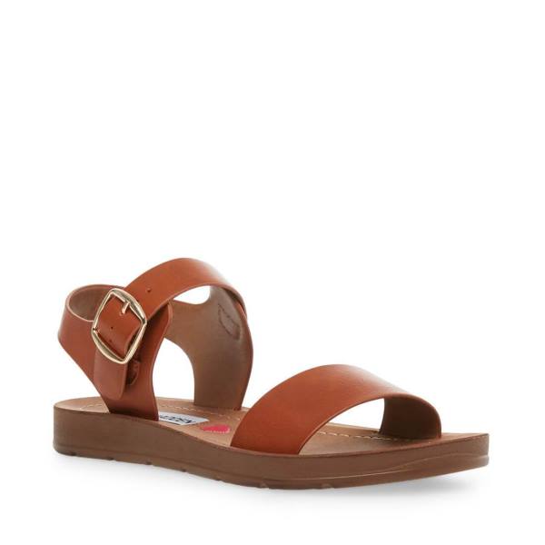 Sandały Dziecięce Steve Madden Jprobler Cognac Brązowe | SM-031XE