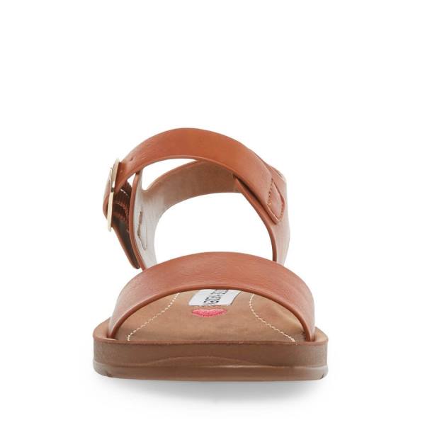 Sandały Dziecięce Steve Madden Jprobler Cognac Brązowe | SM-031XE