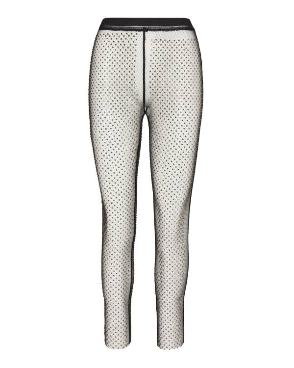 Spodnie Damskie Steve Madden Mesh Rhinestone Pants Czarne | SM-051SA