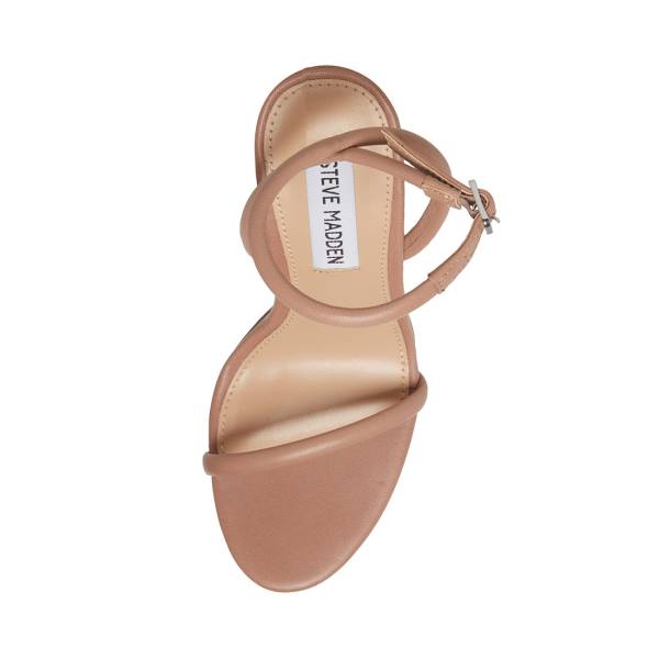 Szpilki Damskie Steve Madden Becky Tan Skórzane Heel Brązowe | SM-047RW