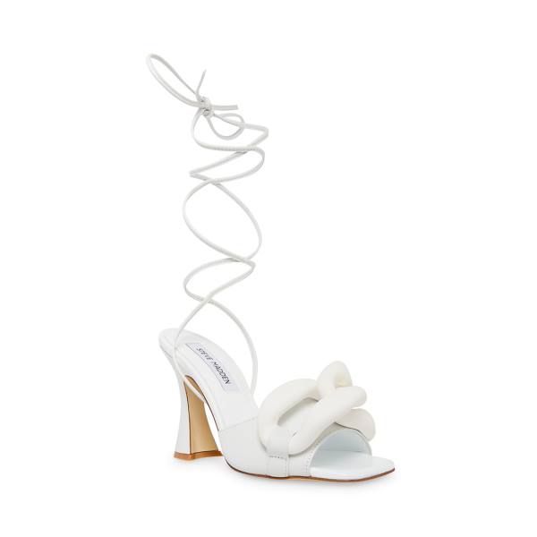 Szpilki Damskie Steve Madden Cassy Skórzane Heel Białe | SM-130YB