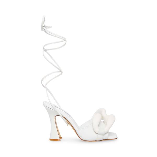 Szpilki Damskie Steve Madden Cassy Skórzane Heel Białe | SM-130YB