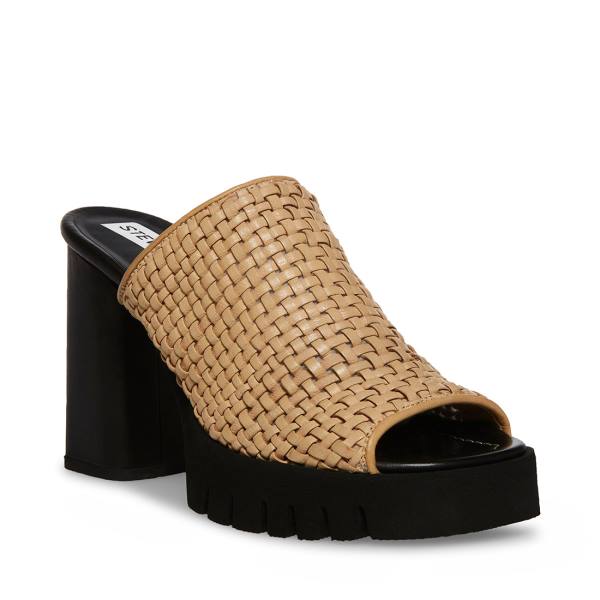 Szpilki Damskie Steve Madden Fayth Sand Skórzane Heel Brązowe | SM-402RK