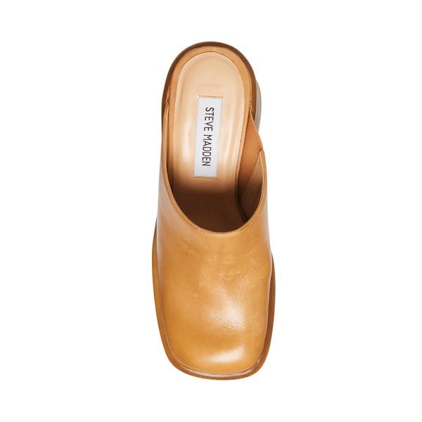 Szpilki Damskie Steve Madden Flirtie Tan Skórzane Heel Brązowe | SM-429HE
