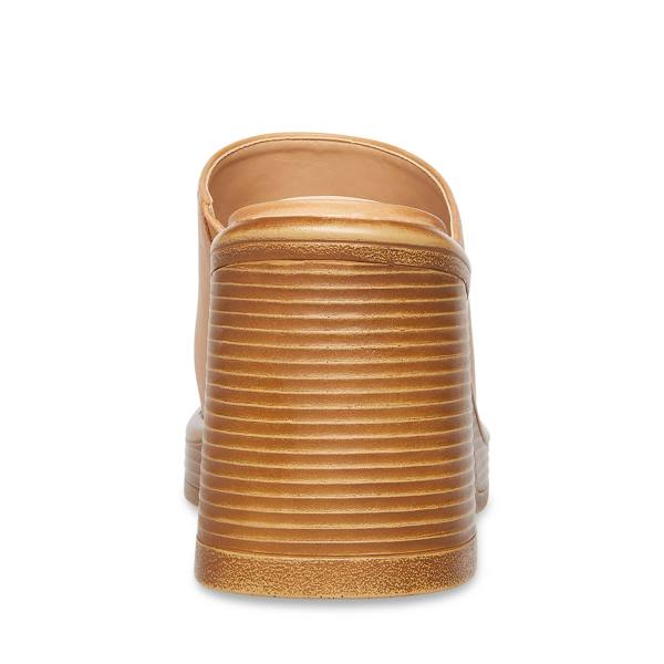 Szpilki Damskie Steve Madden Flirtie Tan Skórzane Heel Brązowe | SM-429HE