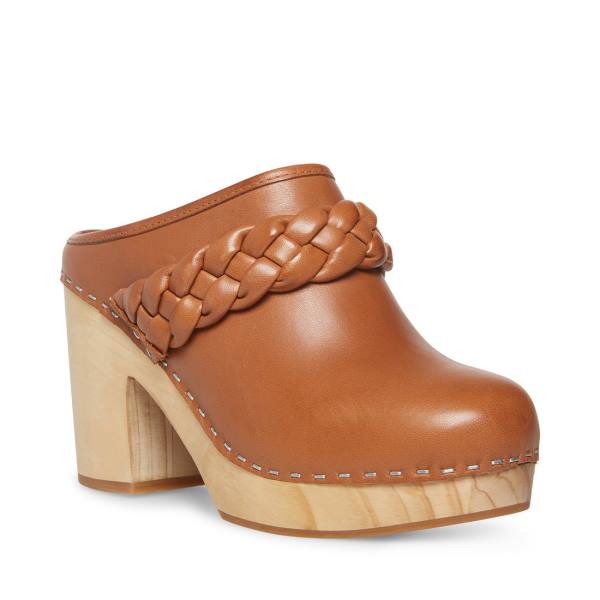 Szpilki Damskie Steve Madden Highland Cognac Skórzane Heel Brązowe | SM-591YM